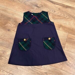 The Beaufort Bonnet Company Navy and Plaid Kids Dress